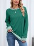 Lässig Rundhals Farbblock Sweatshirt