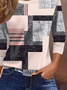 Lässig Geometrisch Rundhals Dreiviertelärmel T-Shirt