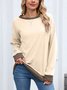 Lässig Rundhals Farbblock Sweatshirt