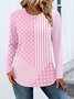 Lässig Farbblock Rundhals Langarm T-Shirt