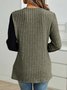 Schmal Passen Spitze Rundhals Farbe Matching Gerippt Kreuz Saum Langarm Gestrickt Elegant Pendler T-Shirt Oberteile
