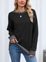 Lässig Rundhals Farbblock Sweatshirt