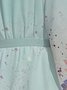 Damen Geblümt Puffärmel Frühling/Herbst Kleid V-Ausschnitt Langarm A-Linien-Kleid