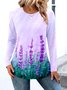 Lässig Farbblock Rundhals Langarm T-Shirt