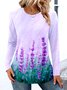 Lässig Farbblock Rundhals Langarm T-Shirt