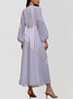 Damen Gestreift Puffärmel Frühling/Herbst Kleid V-Ausschnitt Langarm A-Linien-Kleid