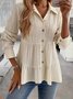 Hemdkragen Langarm Unifarben Regelmäßig Mikroelastizität Regelmäßige Passform Bluse für Damen