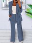 Damen Unifarben Nahtverarbeitung Zweiteiliges Set Täglich Langarm Lässig Frühling/Herbst Mantel mit Hosen Matching Set