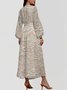 Damen Geblümt Puffärmel Frühling/Herbst Kleid V-Ausschnitt Langarm A-Linien-Kleid