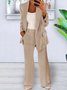 Damen Unifarben Nahtverarbeitung Zweiteiliges Set Täglich Langarm Lässig Frühling/Herbst Mantel mit Hosen Matching Set