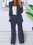 Damen Unifarben Nahtverarbeitung Zweiteiliges Set Täglich Langarm Lässig Frühling/Herbst Mantel mit Hosen Matching Set