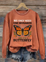 Lässig Rundhals Schmetterling Sweatshirt
