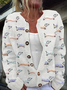 Damen Gestrickt Tier Langarm Bequem Retro Strickjacke