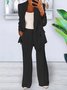 Damen Unifarben Nahtverarbeitung Zweiteiliges Set Täglich Langarm Lässig Frühling/Herbst Mantel mit Hosen Matching Set