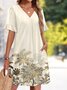 Damen Unifarben Sommer Kleid V-Ausschnitt Kurzarm Passen & Flare Kleid A-Linien-Kleid