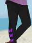 Damen Schmetterling Lässig Alle Jahreszeiten Print Lang Leggings