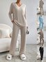 Damen Unifarben Geprägt Zweiteiliges Set Täglich Langarm Lässig Frühling/Herbst Bluse mit Hose Matching Set