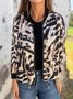 Damen Frühling/Herbst Oberbekleidung Retro Print Leopard Langarm Stehkragen Jacke