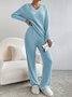 Damen Unifarben Geprägt Zweiteiliges Set Täglich Langarm Lässig Frühling/Herbst Bluse mit Hose Matching Set