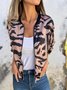 Damen Frühling/Herbst Oberbekleidung Retro Print Leopard Langarm Stehkragen Jacke