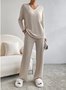 Damen Unifarben Geprägt Zweiteiliges Set Täglich Langarm Lässig Frühling/Herbst Bluse mit Hose Matching Set