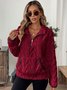 Lässig V-Ausschnitt Unifarben Sweatshirt