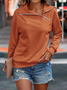 Lässig Rollkragen Unifarben Sweatshirt