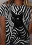 Einfach Katze Rundhals Kurzarm T-Shirt
