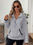 Lässig V-Ausschnitt Unifarben Sweatshirt