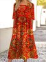 Damen Gestreift Sommer Kleid Rundhals Kurzarm A-Linien-Kleid