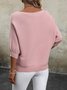 Damen Baumwolle Unifarben Langarm Bequem Lässig Pullover