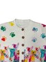 Damen Gestrickt Geometrisch Langarm Bequem Retro Strickjacke