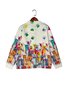 Damen Gestrickt Geometrisch Langarm Bequem Retro Strickjacke