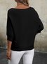 Damen Baumwolle Unifarben Langarm Bequem Lässig Pullover