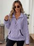 Lässig V-Ausschnitt Unifarben Sweatshirt