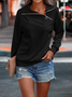 Lässig Rollkragen Unifarben Sweatshirt