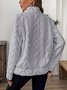 Lässig V-Ausschnitt Unifarben Sweatshirt
