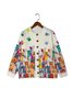 Damen Gestrickt Geometrisch Langarm Bequem Retro Strickjacke