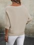 Damen Baumwolle Unifarben Langarm Bequem Lässig Pullover