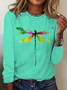 Lässig Libelle Rundhals Langarm T-Shirt