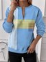 Lässig Rundhals Gestreift Sweatshirt