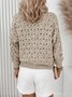 Damen Baumwolle Unifarben Langarm Bequem Lässig Pullover