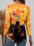 Retro Halloween Rundhals Langarm T-Shirt