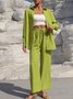 Damen Unifarben Nahtverarbeitung Zweiteiliges Set Täglich Langarm Lässig Frühling/Herbst Bluse mit Hose Matching Set