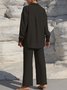 Damen Unifarben Nahtverarbeitung Zweiteiliges Set Täglich Langarm Lässig Frühling/Herbst Bluse mit Hose Matching Set