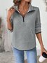 Lässig Polokragen Unifarben Sweatshirt
