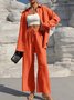 Damen Unifarben Nahtverarbeitung Zweiteiliges Set Täglich Langarm Lässig Frühling/Herbst Bluse mit Hose Matching Set
