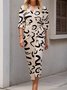 Damen Geometrisch Frühling/Herbst Kleid Hemdkragen Langarm A-Linien-Kleid