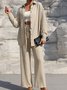 Damen Unifarben Nahtverarbeitung Zweiteiliges Set Täglich Langarm Lässig Frühling/Herbst Bluse mit Hose Matching Set