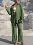 Damen Unifarben Nahtverarbeitung Zweiteiliges Set Täglich Langarm Lässig Frühling/Herbst Bluse mit Hose Matching Set